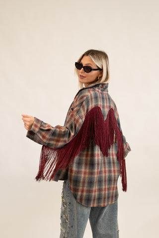 Camicia Quadri Frange grigio/bordeaux|Colore:Grigio/bordeaux