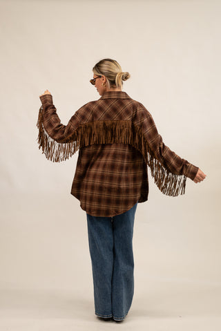 Camicia Quadri Frange Suede moro|Colore:Moro