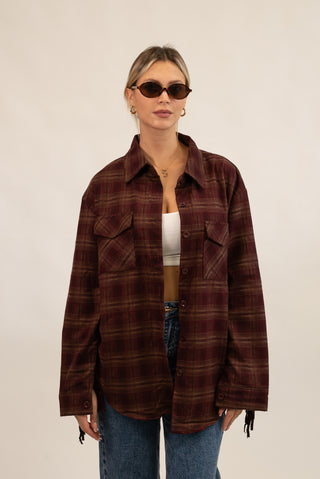 Camicia Quadri Frange Suede bordeaux|Colore:Bordeaux