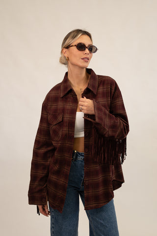 Camicia Quadri Frange Suede bordeaux|Colore:Bordeaux