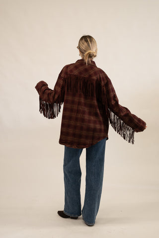 Camicia Quadri Frange Suede bordeaux|Colore:Bordeaux