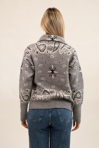 Cardigan Bandana Zip grigio|Colore:Grigio