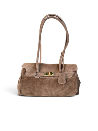Borsa Suede Gold fango|Colore:Fango