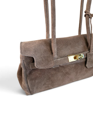 Borsa Suede Gold fango|Colore:Fango