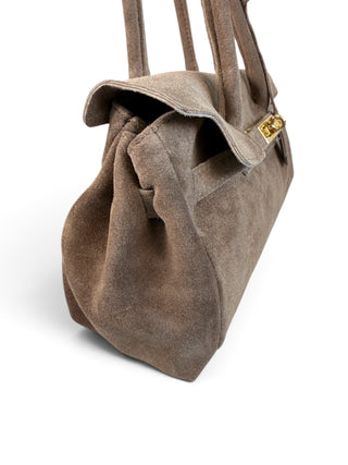Borsa Suede Gold fango|Colore:Fango