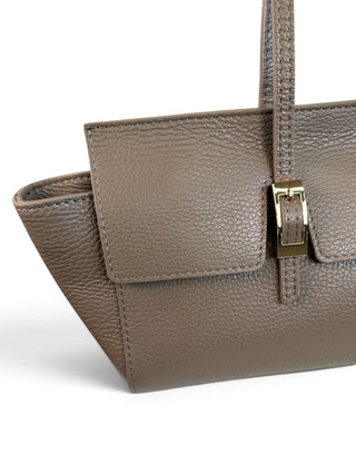 Borsa Trapezio Vera Pelle fango|Colore:Fango