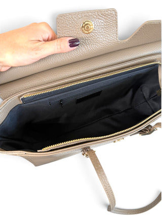 Borsa Trapezio Vera Pelle fango|Colore:Fango