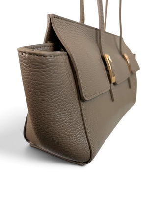 Borsa Trapezio Vera Pelle fango|Colore:Fango