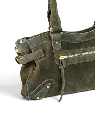 Borsa Suede City verde militare|Colore:Verde militare