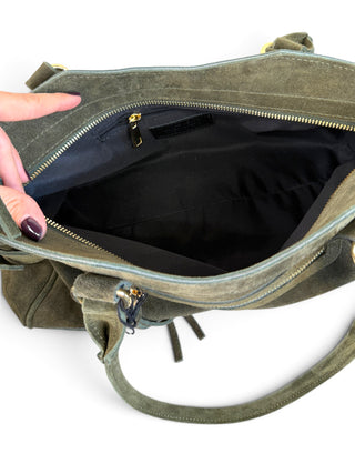 Borsa Suede City verde militare|Colore:Verde militare
