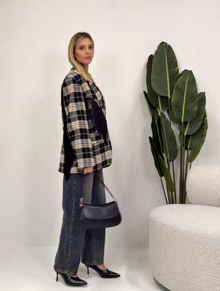 Blazer Quadri con Frange nero|Colore:Nero