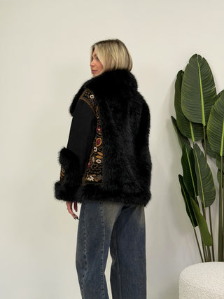 Giacca Boho Ecopelliccia nero|Colore:Nero