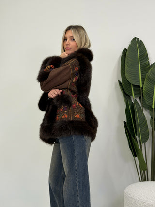 Giacca Boho Ecopelliccia moro|Colore:Moro