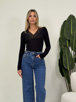 Body Pizzo nero|Colore:Nero