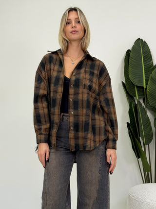 Camicia Quadri con Frange moro|Colore:Moro