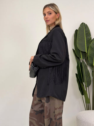 Blazer Basic con Frange nero|Colore:Nero