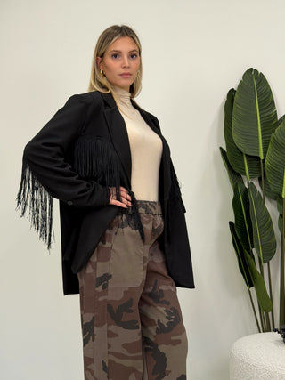 Blazer Basic con Frange nero|Colore:Nero