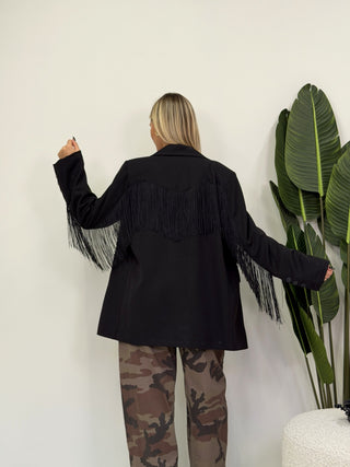 Blazer Basic con Frange nero|Colore:Nero