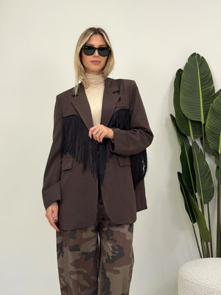 Blazer Basic con Frange moro|Colore:Moro