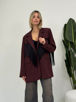 Blazer Basic con Frange bordeaux|Colore:Bordeaux