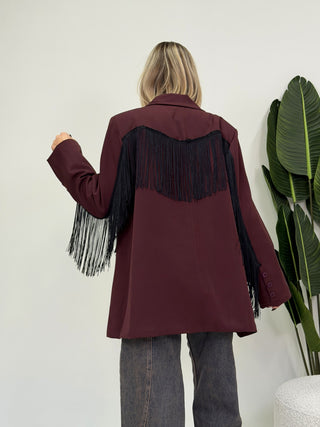 Blazer Basic con Frange bordeaux|Colore:Bordeaux