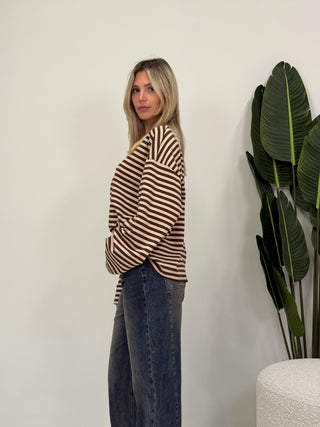 Maglia Righe Manica Lunga moro/beige|Colore:Moro/beige