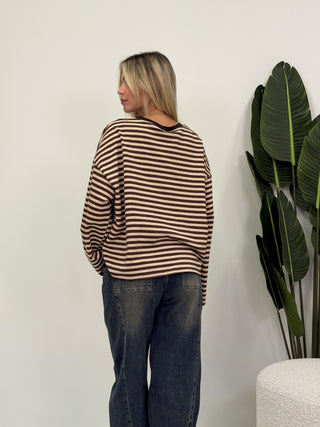 Maglia Righe Manica Lunga moro/beige|Colore:Moro/beige