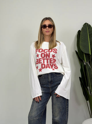 Maglia LongSleeve Stampa panna/rosso|Colore:Panna/rosso
