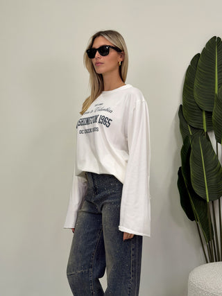 Maglia LongSleeve Stampa panna/grigio|Colore:Panna/grigio