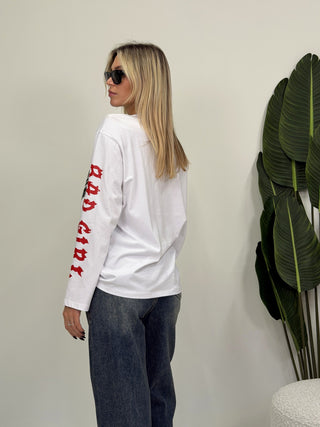 Maglia Spalline Stampa panna|Colore:Panna