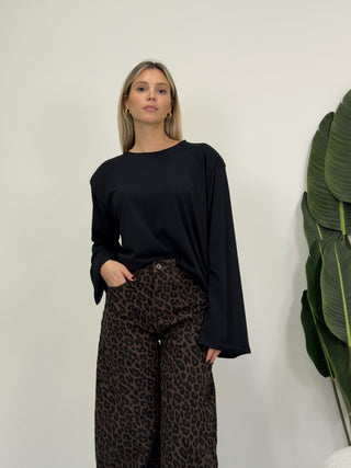 Maglia Basic Spalline nero|Colore:Nero