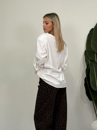 Maglia Basic Spalline panna|Colore:Panna