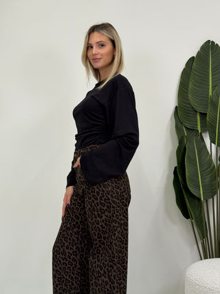 Maglia Basic Drappeggiata nero|Colore:Nero