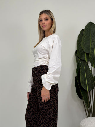 Maglia Basic Drappeggiata panna|Colore:Panna