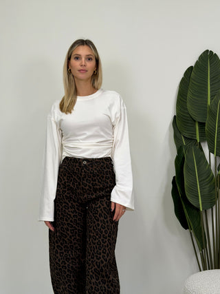 Maglia Basic Drappeggiata panna|Colore:Panna