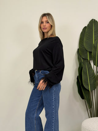 Maglia Piume  nero|Colore:Nero