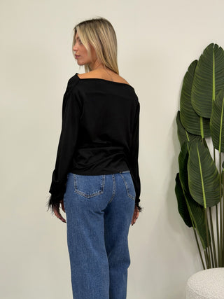 Maglia Piume  nero|Colore:Nero