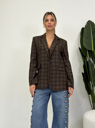 Blazer Quadri con Frange moro|Colore:Moro