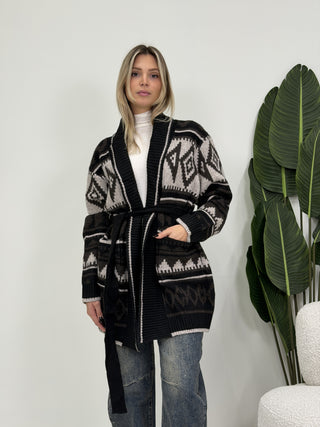 Cardigan Azteco nero|Colore:Nero