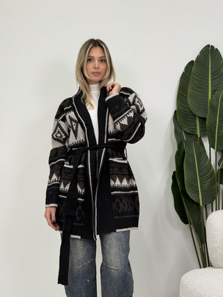 Cardigan Azteco nero|Colore:Nero