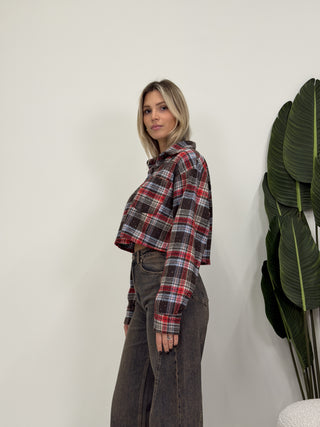 Camicia Quadri Strass moro/rosso|Colore:Moro/rosso
