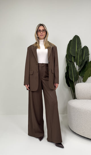 Pantalone Palazzo Gessato moro|Colore:Moro