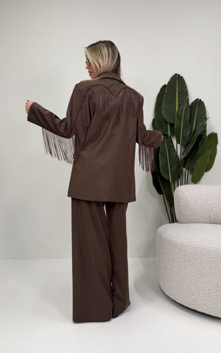 Giacca Gessata Frange moro|Colore:Moro