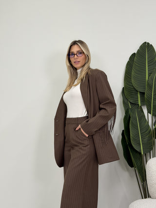 Giacca Gessata Frange moro|Colore:Moro