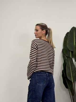 Maglia Riga Comfy beige/moro|Colore:Beige/moro