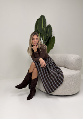 Gonna Lunga Quadri moro/celeste|Colore:Moro/celeste