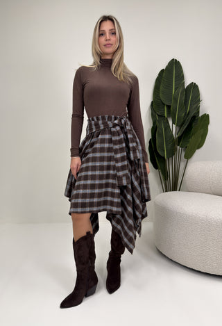 Gonna Lunga Quadri moro/celeste|Colore:Moro/celeste