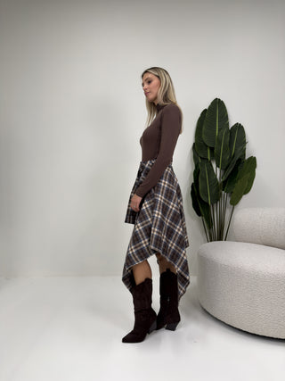 Gonna Lunga Quadri moro/beige|Colore:Moro/beige