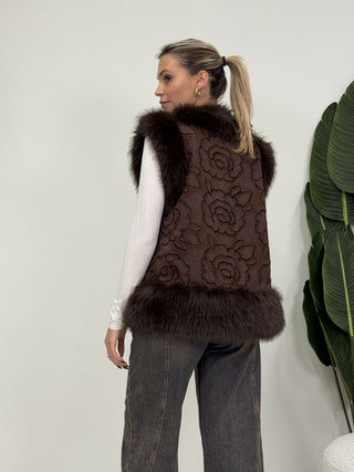 Gilet Ecopelliccia Ricamo moro|Colore:Moro