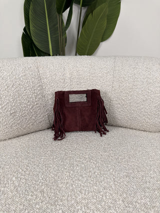 Borsetta Frange Vera Pelle bordeaux|Colore:Bordeaux